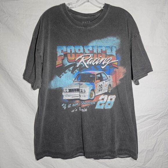 Pacsun foreign racing grey acid wash tee - Picture 1 of 3